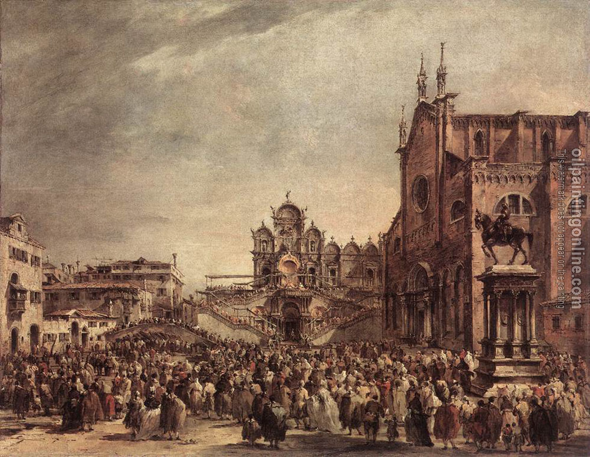 Francesco Guardi - Pope Pius VI Blessing the People on Campo Santi Giovanni e Paolo